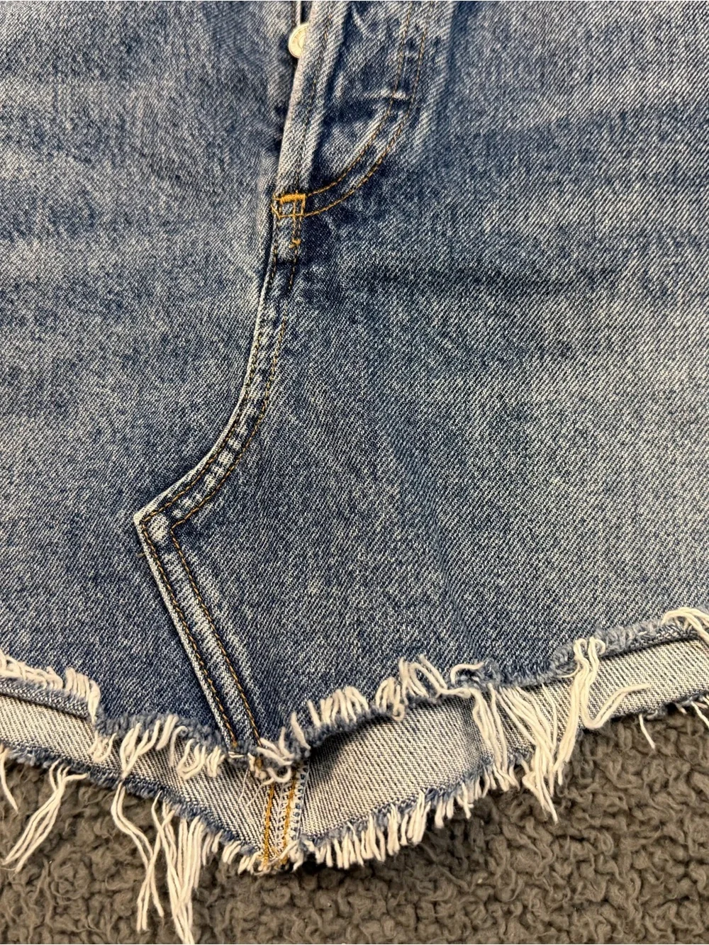 Agolde Light Blue Distressed Button-Front Jean Shorts